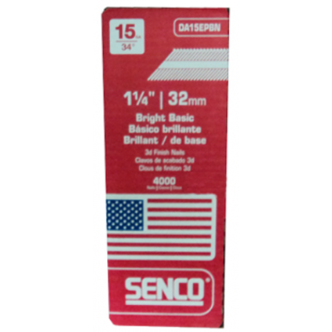 SENCO 15 GA X1 1/4" BRIGHT FINISH 4M  ** CALL STORE FOR AVAILABILITY AND TO PLACE ORDER **